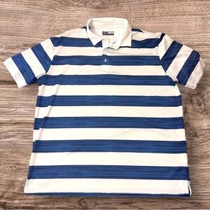 Callaway Blue and White Striped Polo Golf Shirt Size XL